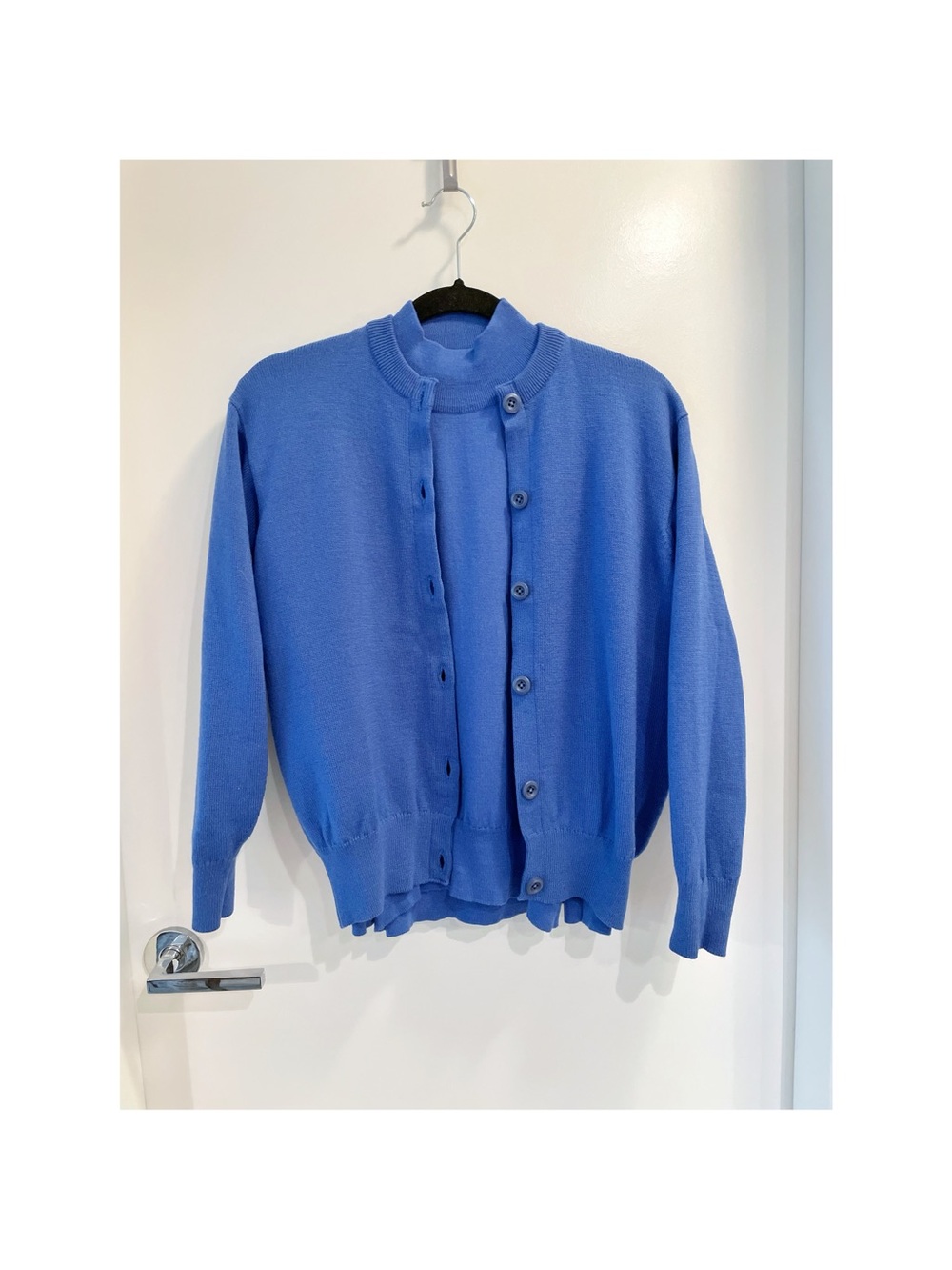 BALLANTYNE Blue Knit Set – Cardigan & Mockneck Sweater